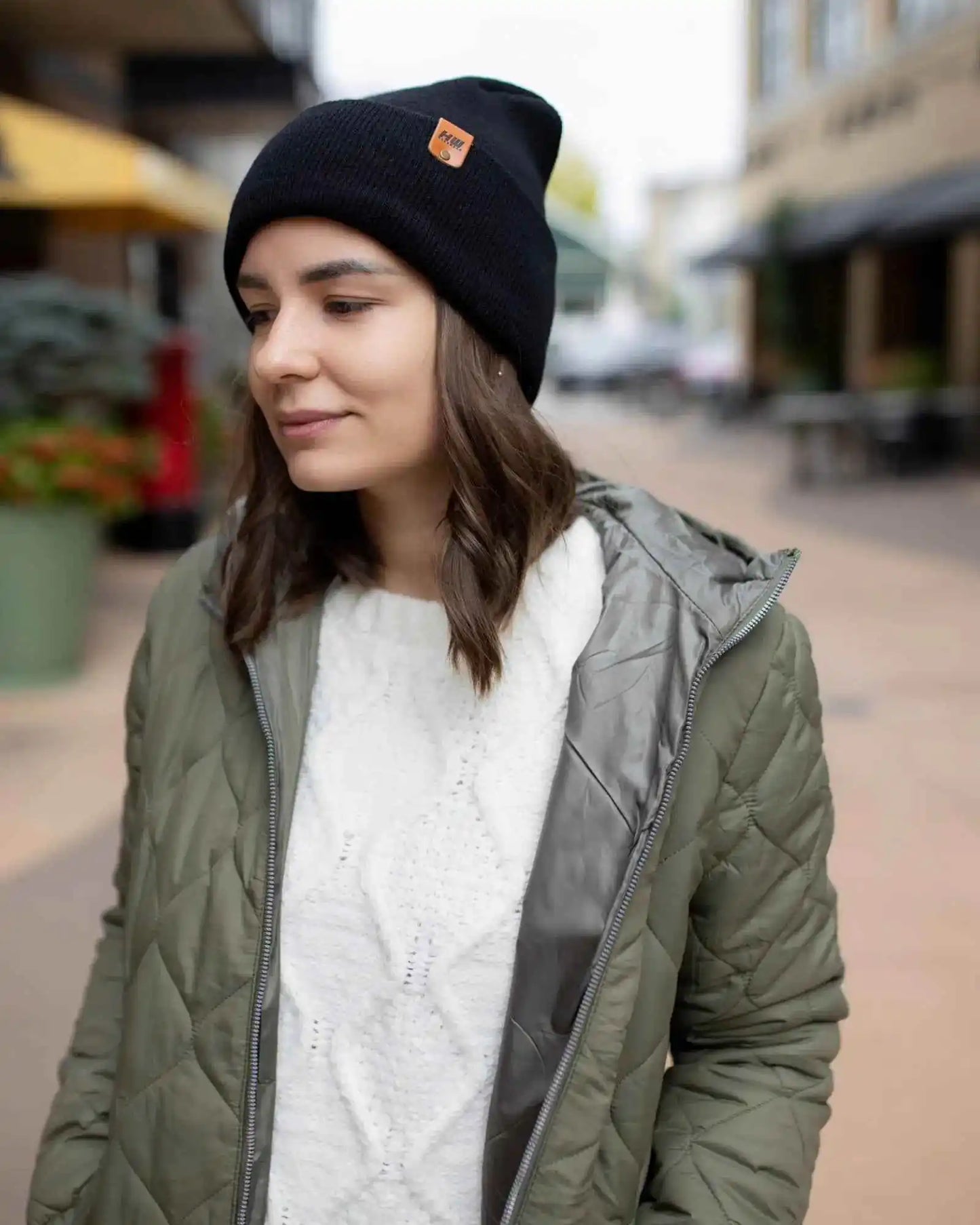 Patented H Stitch Cuffed Beanie, Midnight Black