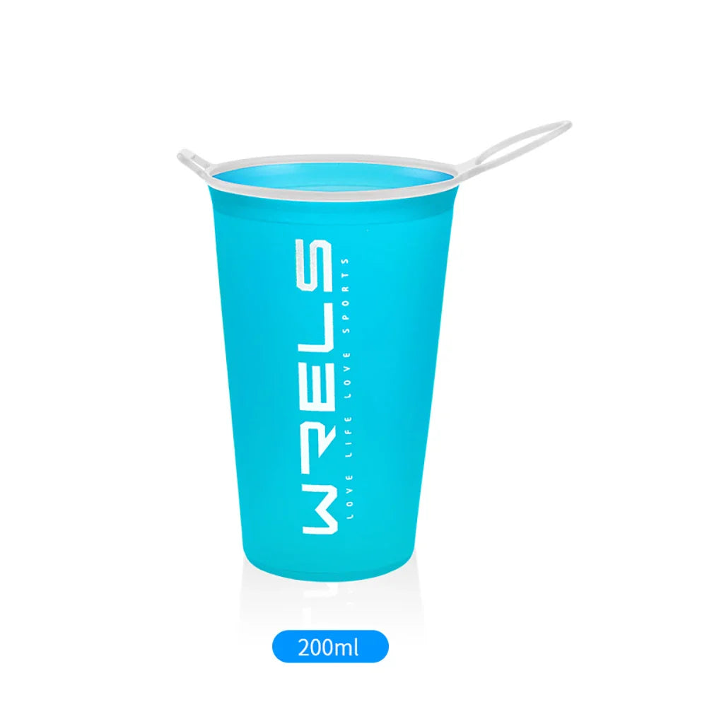 WRELS 200ml Folding Sports Water Bottle | BPA Free Soft TPU Portable Mug for Marathon, Cycling, and Running