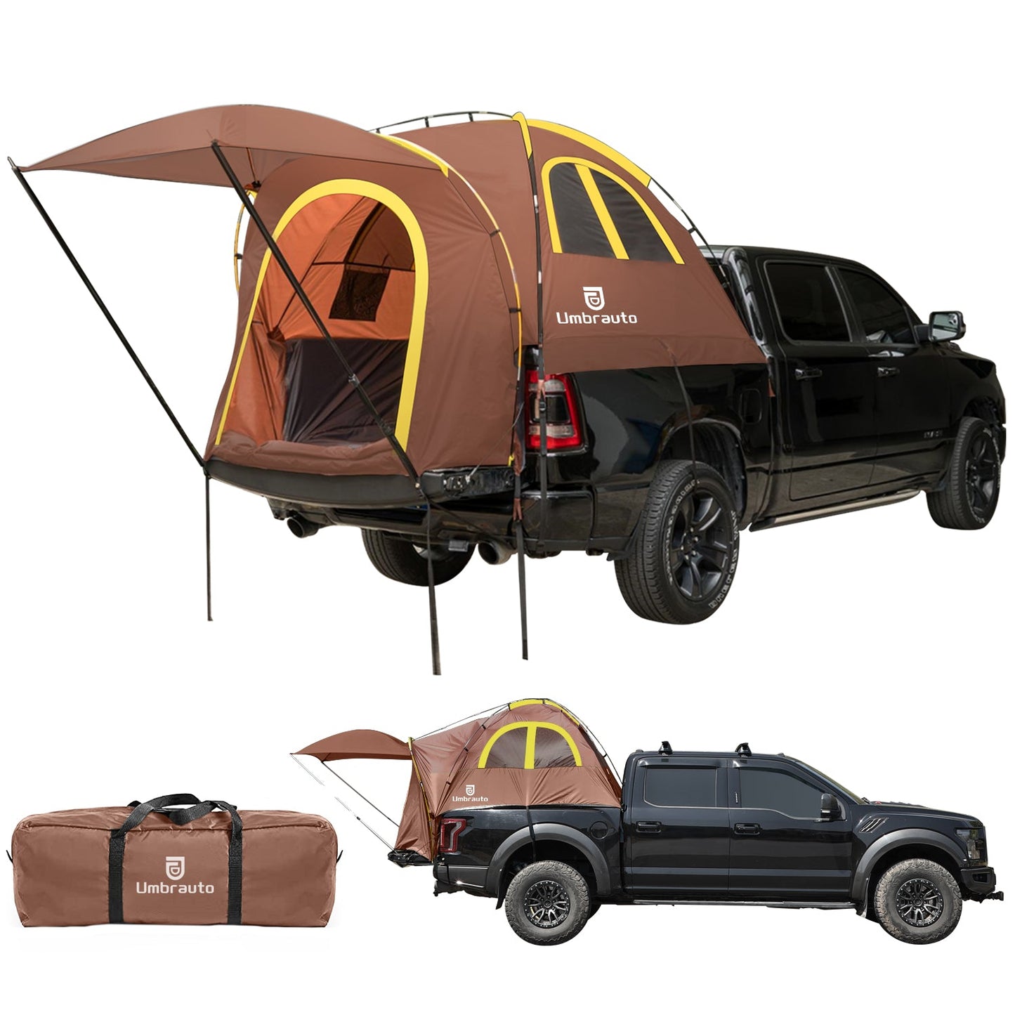 Umbrauto Truck Bed Tent with Awning,Fits 5.5-5.8 ft Truck Beds | PU3000mm Waterproof Pickup Tent