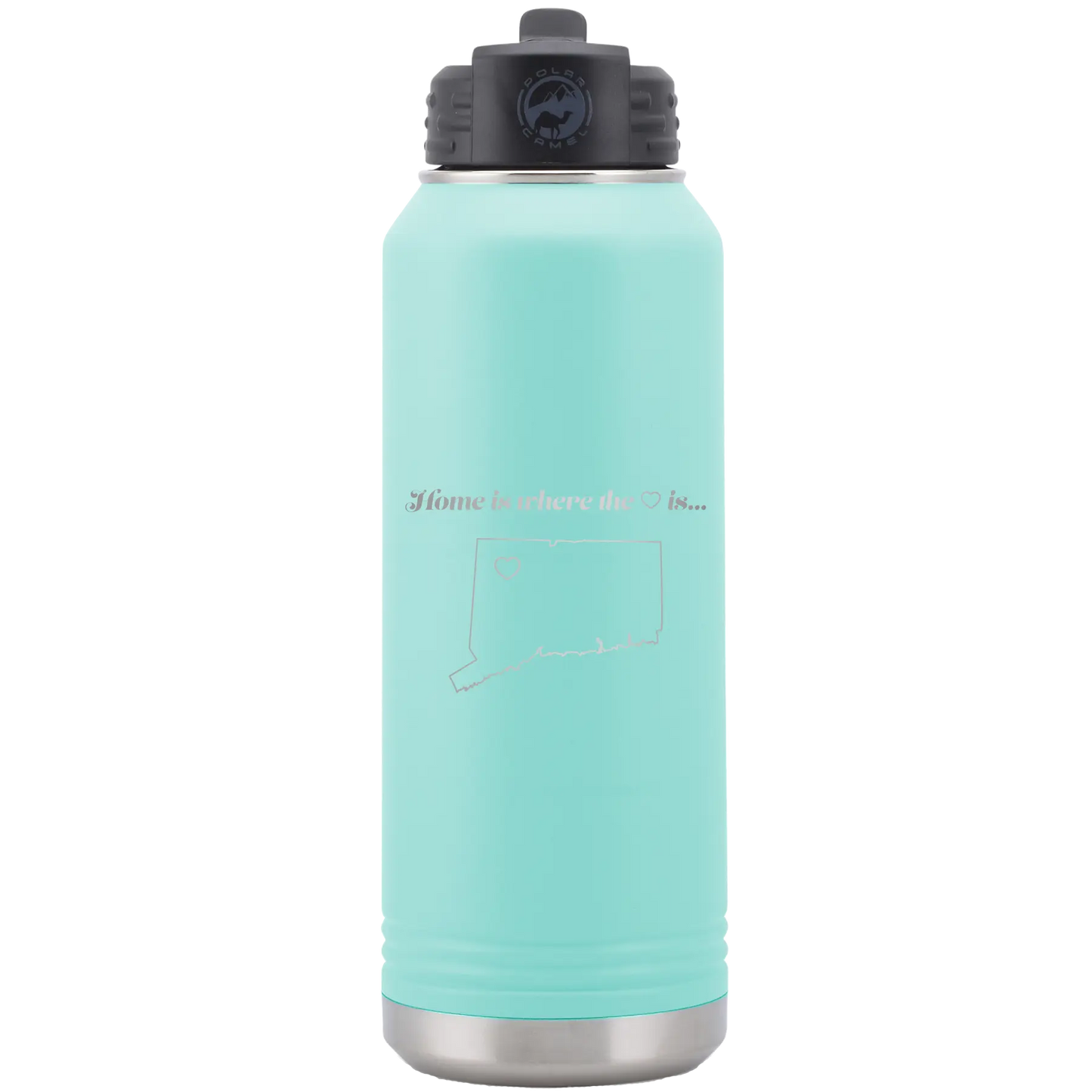 Connecticut Heart 32 oz Water Bottle | Teal