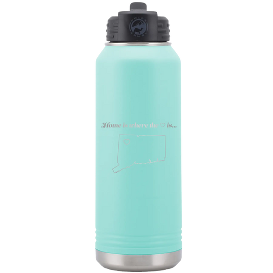 Connecticut Heart 32 oz Water Bottle | Teal