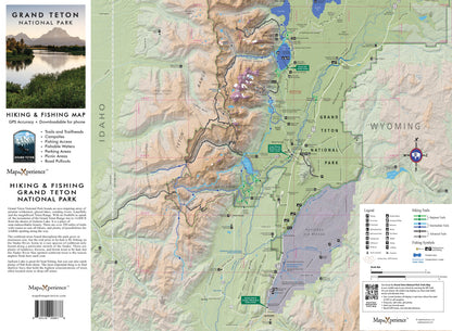 Grand Teton National Park Hiking Trail & Fishing Map | Mobile Map | GPS
