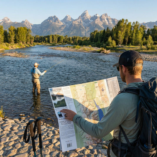 Grand Teton National Park Hiking Trail & Fishing Map | Mobile Map | GPS