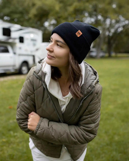 Patented H Stitch Cuffed Beanie, Midnight Black