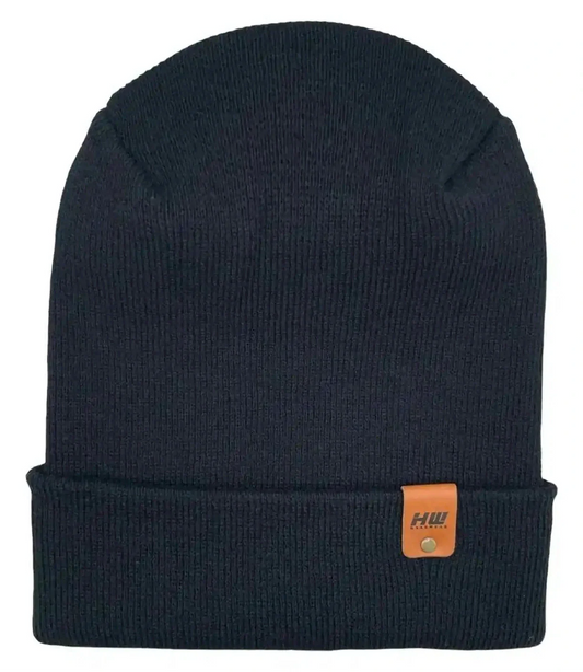 Patented H Stitch Cuffed Beanie, Midnight Black