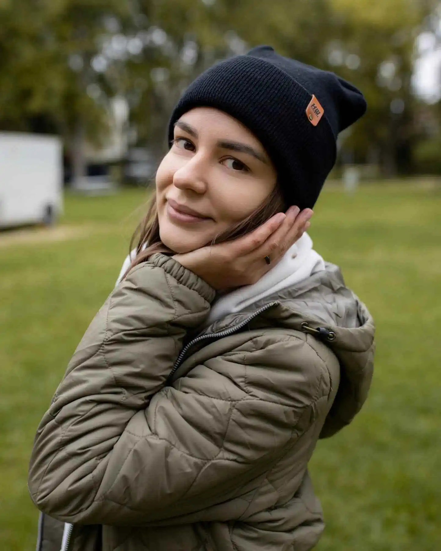 Patented H Stitch Cuffed Beanie, Midnight Black
