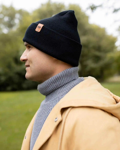 Patented H Stitch Cuffed Beanie, Midnight Black