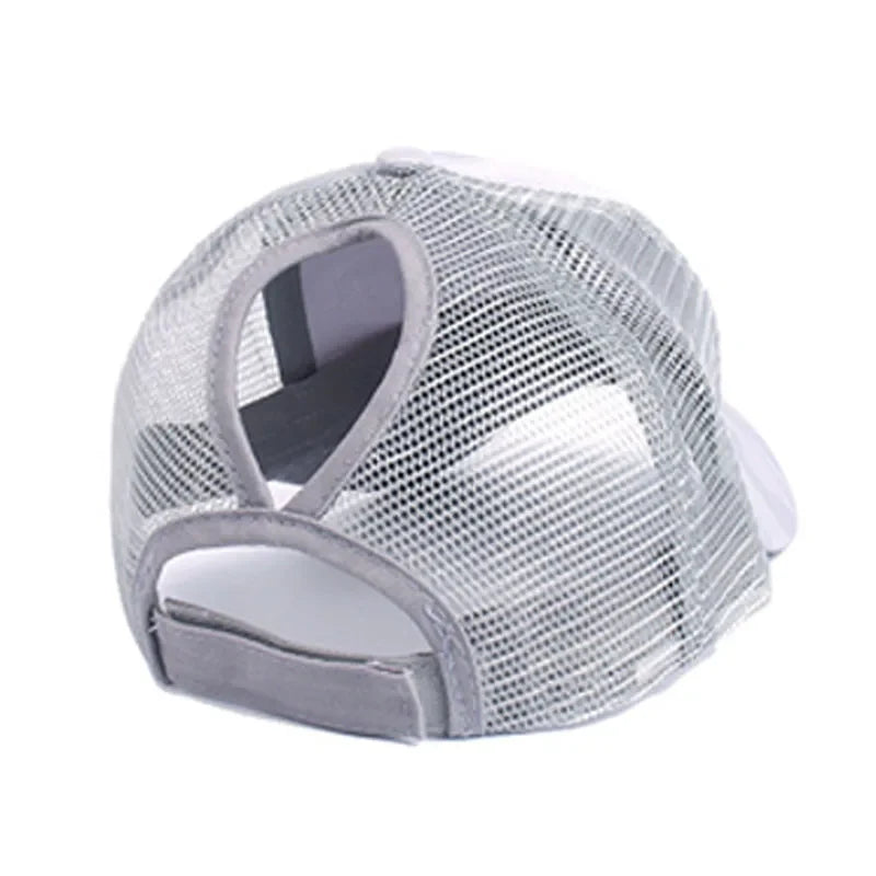 Camouflage Mesh Trucker Hat for Women | Snapback Cap with Ponytail Hole