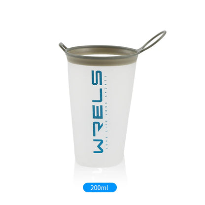 WRELS 200ml Folding Sports Water Bottle | BPA Free Soft TPU Portable Mug for Marathon, Cycling, and Running