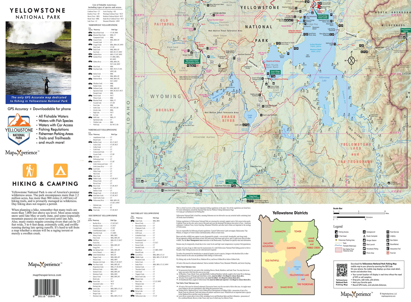 Yellowstone National Park Fly Fishing GPS Map | Paper & Mobile Access Guide