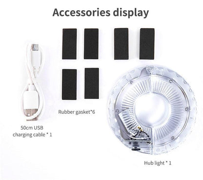 Smart LED Bicycle Wheel Light Bike Front Tail Hub Spoke Lamp Rechargeable Kids Balance Bike Light Colorful Bicycle Hub Light With Optical Design Vibration Sensor USB Rechargeable Waterproof Good Bike Gift For Teenagers