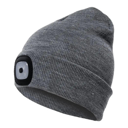 Unisex Fashion LED Light Knitted Hat For Men Women Trendy Elastic Beanie Cap Headlamp Winter Knit Lighted Headlight Headlamp Cap